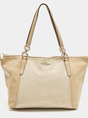 New Coach Ava Beige Leather Shoulder Bag Purse Tote